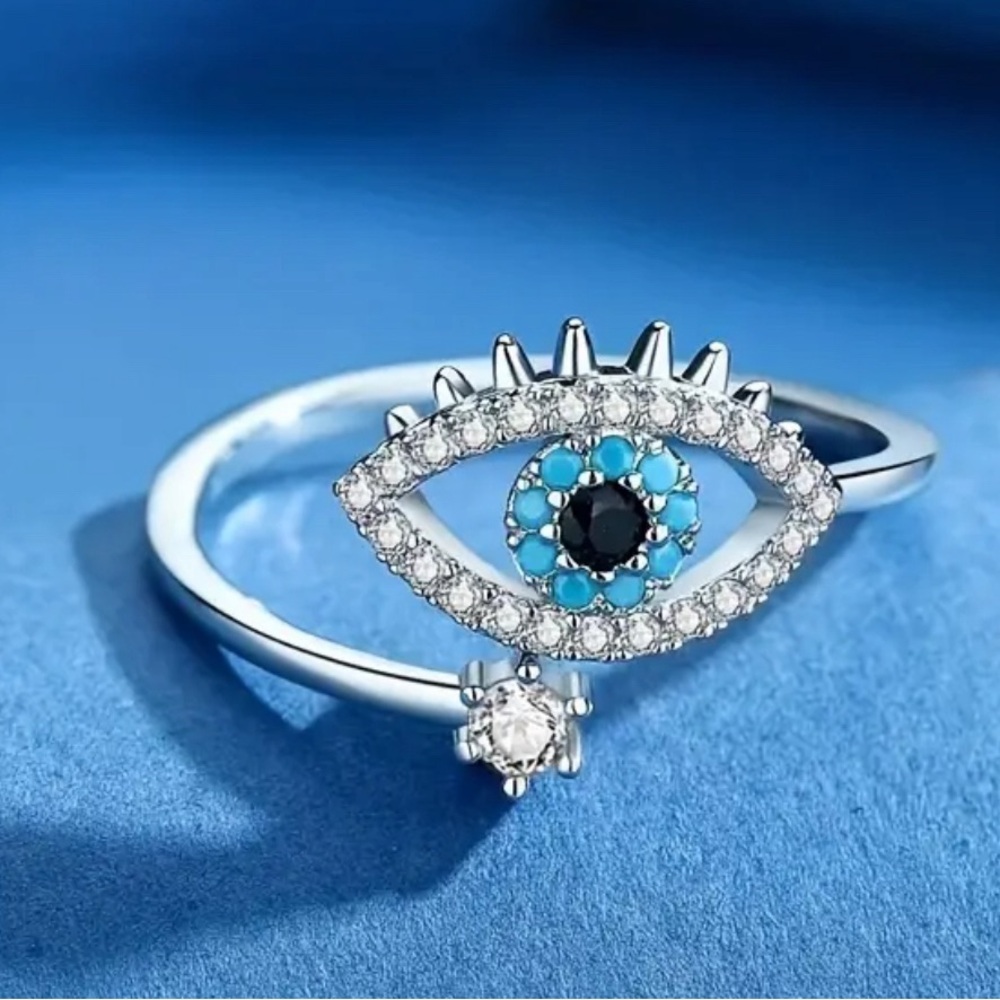 BEAUTIFUL EVIL EYE RING - Gold Color - Picture 6 of 7